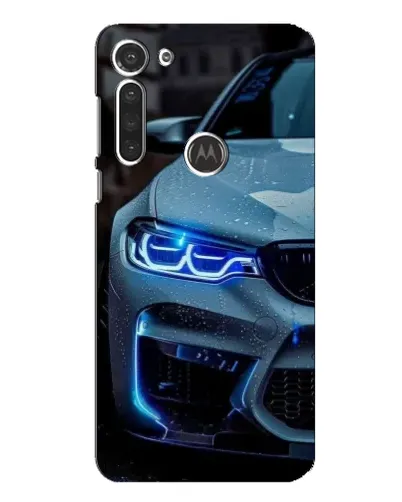 Чехол для Motorola MOTO G8 с картинкой «Взгляд BMW с синими фарами»