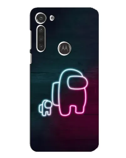 Чехол для Motorola MOTO G8 с картинкой «Among Us неон-арт»