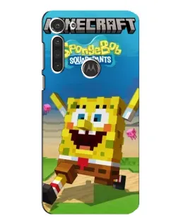 Чехол для Motorola MOTO G8 с картинкой «Губка Боб Minecraft»