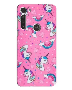 Чехол для Motorola MOTO G8 с картинкой «Unicorn паттерн розовый»