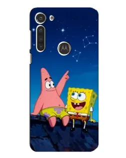 Чехол для Motorola MOTO G8 с картинкой «Губка Боб и Патрик ночью»