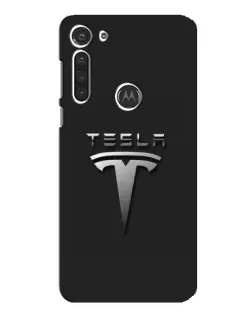 Чехол для Motorola MOTO G8 с картинкой «Стальной логотип Tesla»