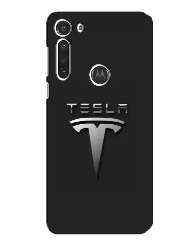 Чехол для Motorola MOTO G8 с картинкой «Стальной логотип Tesla»