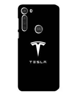 Чехол для Motorola MOTO G8 с картинкой «Tesla White Logo»