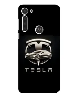 Чехол для Motorola MOTO G8 с картинкой «Tesla — серебристое авто»