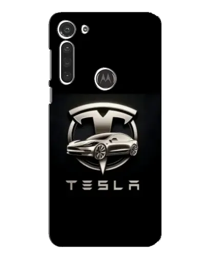 Чехол для Motorola MOTO G8 с картинкой «Tesla — серебристое авто»