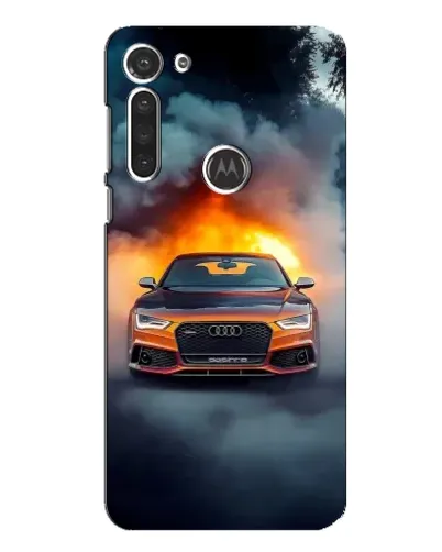 Чехол для Motorola MOTO G8 с картинкой «Audi в огненном дыму»