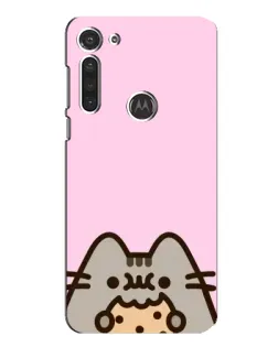 Чохол для Motorola MOTO G8 з картинкою «Pusheen та печиво»