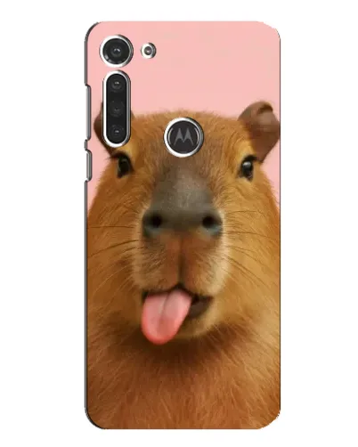 Чехол для Motorola MOTO G8 с картинкой «Капибара с языком»