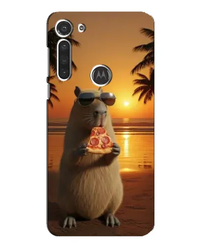 Чехол для Motorola MOTO G8 с картинкой «Капибара с пиццей»