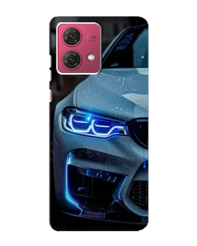 Чехол для Motorola MOTO G84 с картинкой «Взгляд BMW с синими фарами»
