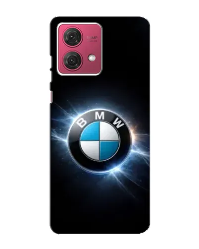 Чехол для Motorola MOTO G84 с картинкой «BMW — неоновое сияние»