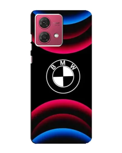 Чехол для Motorola MOTO G84 с картинкой «Логотип BMW и неоновые дуги»