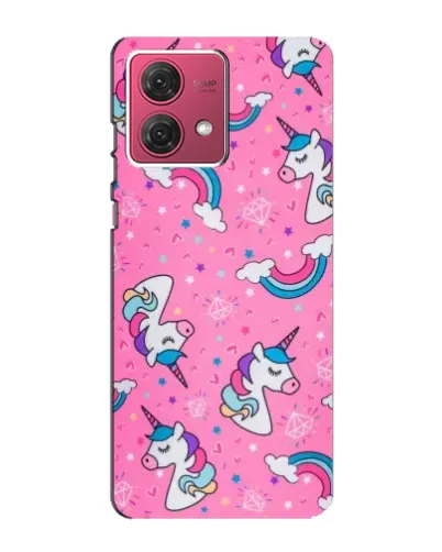 Чехол для Motorola MOTO G84 с картинкой «Unicorn паттерн розовый»