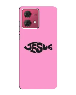 Чехол для Motorola MOTO G84 с картинкой «Розовый символ  Jesus»