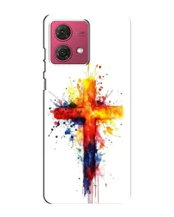 Чехол для Motorola MOTO G84 с картинкой «Акварельный крест»