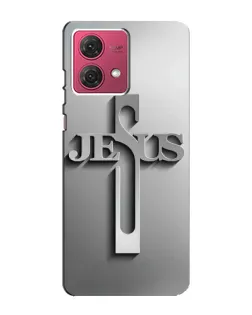 Чехол для Motorola MOTO G84 с картинкой «Металлический крест Jesus»