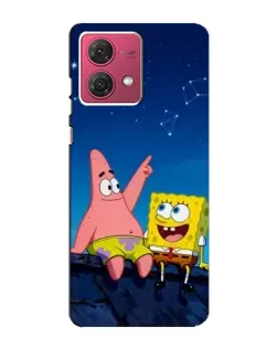 Чехол для Motorola MOTO G84 с картинкой «Губка Боб и Патрик ночью»
