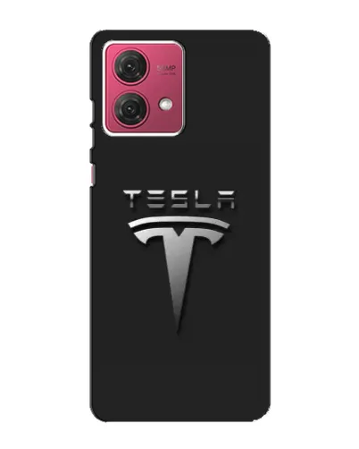 Чехол для Motorola MOTO G84 с картинкой «Стальной логотип Tesla»