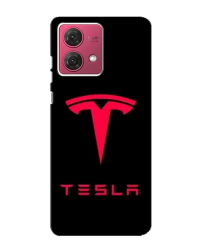 Чехол для Motorola MOTO G84 с картинкой «Tesla Red Logo»