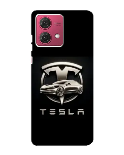 Чехол для Motorola MOTO G84 с картинкой «Tesla — серебристое авто»