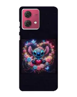 Чехол для Motorola MOTO G84 с картинкой «Stitch в цветах»