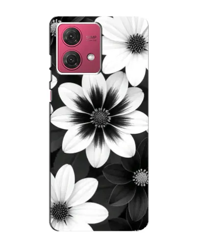 Чехол для Motorola MOTO G84 с картинкой «Монохромные астры»
