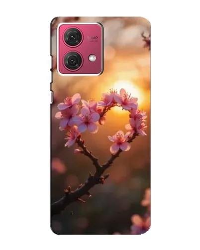 Чехол для Motorola MOTO G84 с картинкой «Розовый цвет сердце на фоне заката»
