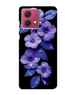 Чехол для Motorola MOTO G84 с картинкой «Фиолетовые цветы с росою»