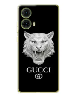 Чехол для Motorola MOTO G85 с картинкой «Gucci — серебряный лев»