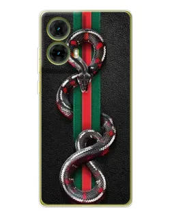 Чехол для Motorola MOTO G85 с картинкой «Gucci — змея на полосе»