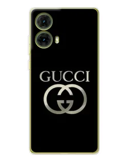 Чехол для Motorola MOTO G85 с картинкой «Gucci — золото на черном»