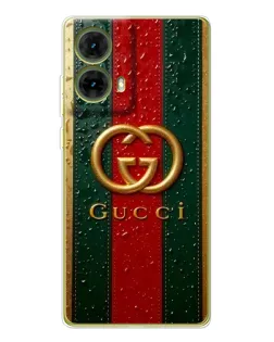 Чехол для Motorola MOTO G85 с картинкой «Gucci — фирменная полоса и золото»