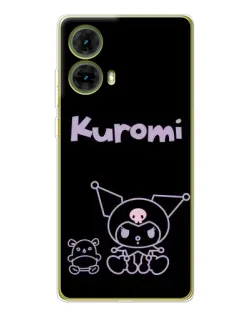 Чехол для Motorola MOTO G85 с картинкой «Kuromi — черный минимализм»