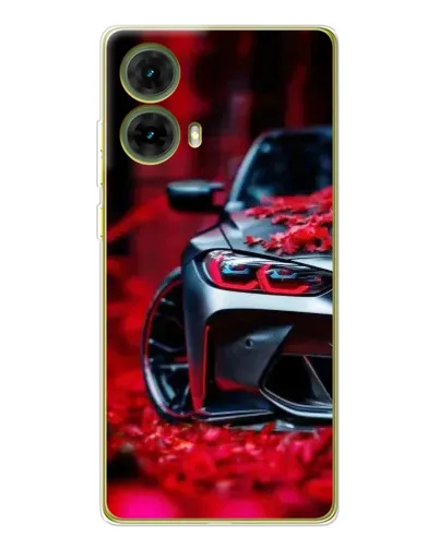 Чехол для Motorola MOTO G85 с картинкой «Спортивная BMW и цветы» Чехол для Motorola MOTO G85 с картинкой «Спортивная BMW и цветы»