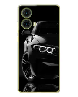 Чехол для Motorola MOTO G85 с картинкой «Черная BMW — профиль»