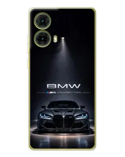 Чехол для Motorola MOTO G85 с картинкой «BMW сквозь ночной город»