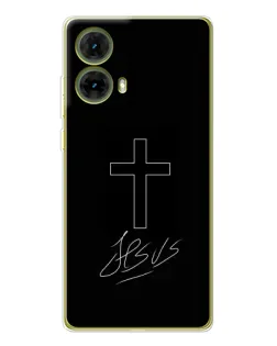 Чехол для Motorola MOTO G85 с картинкой «Графический крест Jesus»