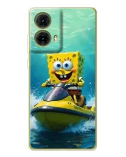 Чехол для Motorola MOTO G85 с картинкой «Спанч Боб на гидроцикле»