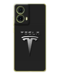 Чехол для Motorola MOTO G85 с картинкой «Стальной логотип Tesla»