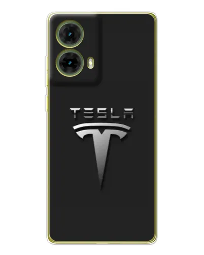 Чехол для Motorola MOTO G85 с картинкой «Стальной логотип Tesla»