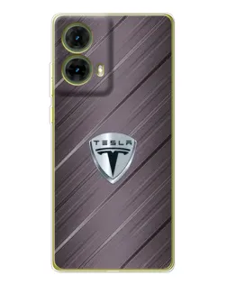 Чехол для Motorola MOTO G85 с картинкой «Металлическая текстура Tesla»