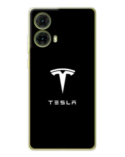 Чехол для Motorola MOTO G85 с картинкой «Tesla White Logo»