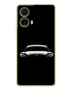 Чехол для Motorola MOTO G85 с картинкой «Фары Tesla Night»
