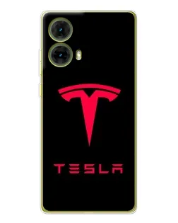 Чехол для Motorola MOTO G85 с картинкой «Tesla Red Logo»