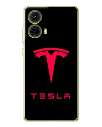 Чехол для Motorola MOTO G85 с картинкой «Tesla Red Logo»