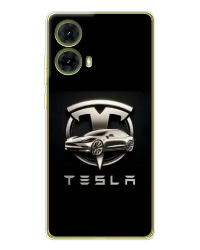 Чехол для Motorola MOTO G85 с картинкой «Tesla — серебристое авто»