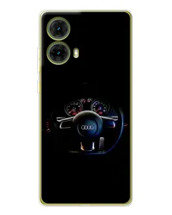 Чехол для Motorola MOTO G85 с картинкой «Салон Audi — руль»