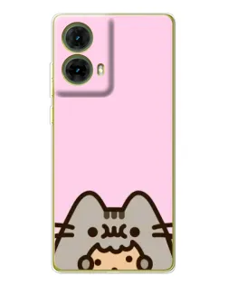 Чехол для Motorola MOTO G85 с картинкой «Pusheen и печенье»