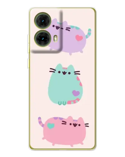 Чехол для Motorola MOTO G85 с картинкой «Pusheen трио»